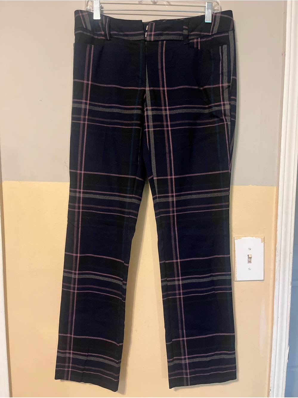 Woman’s Grunge Y2K Black Plaid Dress Pants - Classic Straight Fit